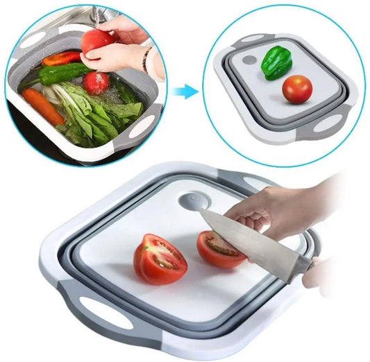 3 in 1 Cutting Chopping Board, Washing Bowl, Fruit Vegetable Basket, Dish, Tub, Drain Basket Vegetable Basin - 3in1CHOP