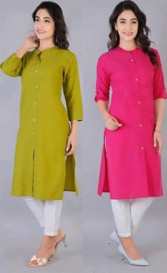 Classic Solid Kurtis for Women, Pack of 2