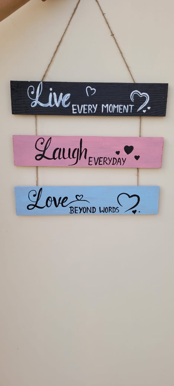 Hand Made Wall Decoration  Live-Love-Laugh Wall Hanging for Living Room or Bedroom made of MDF